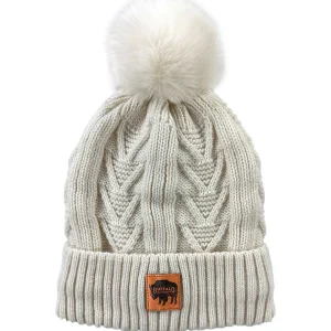 Buffalo Outdoors Hats^® Workwear Women's Knit Pom Hat-Cream