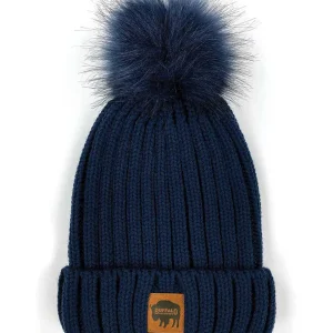 Buffalo Outdoors Hats^® Workwear Women's Chunky Knit Pom Hat- Navy Blue