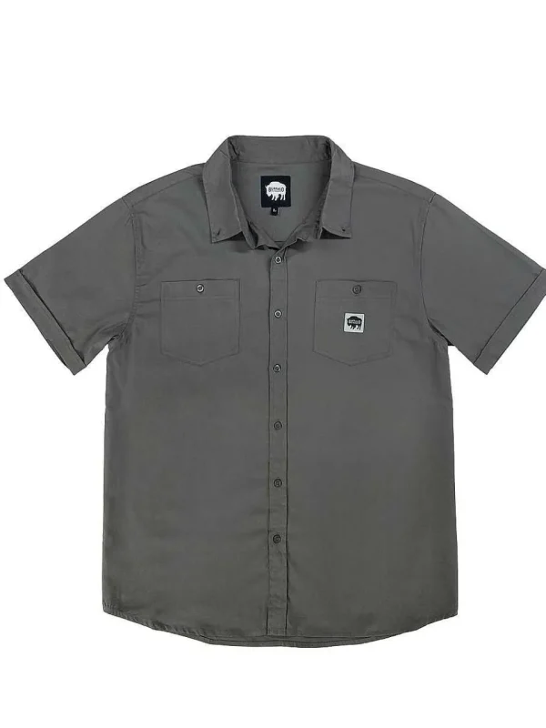 Buffalo Outdoors Button Down Shirts^® Workwear Short Sleeve Button Down Twill Work Shirt-Granite Grey