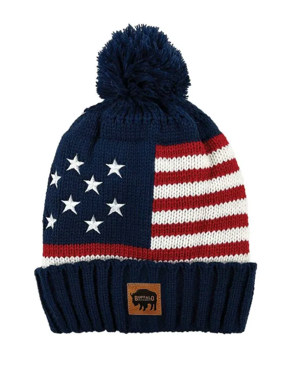 Buffalo Outdoors Hats^® Workwear Unisex Americana Knit Pom Hat