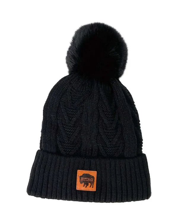 Buffalo Outdoors Hats^® Workwear Women's Knit Pom Hat-Black