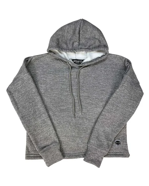 Buffalo Outdoors Tops^® Workwear Women's Cropped Hooded Sweatshirt- Heather Grey