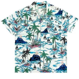 Buffalo Outdoors Button Down Shirts^® Workwear Men's Button Down All-Over Print Camp Shirts-Blue Hawaii