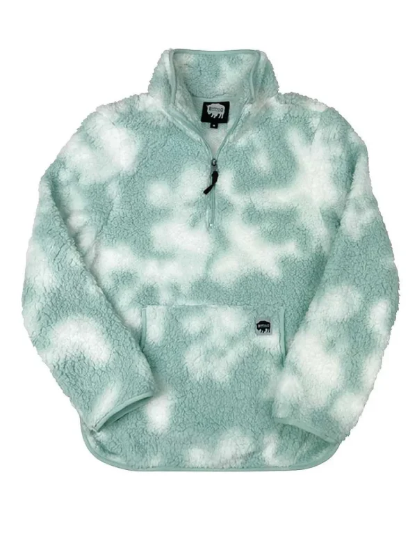 Buffalo Outdoors Tops^® Workwear Women's 1/4 Zip Tie-Dye Sherpa-Hazy Blue