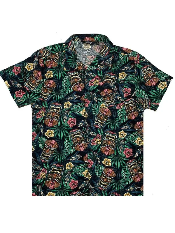 Buffalo Outdoors Button Down Shirts^® Workwear Men's Button Down All-Over Print Camp Shirts -Tiki Time