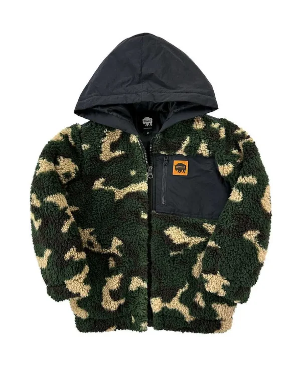 Buffalo Outdoors Hoodies^® Workwear Kid's Full-Zip Pocket Sherpa-Green Camo