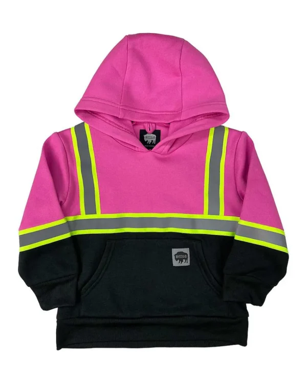 Buffalo Outdoors Hoodies^® Workwear Kid's Hi Vis Pink Reflective Safety Hoodie