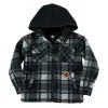 Buffalo Outdoors Hoodies^® Workwear Kid's Sherpa Lined Fleece-Grey/Black Plaid