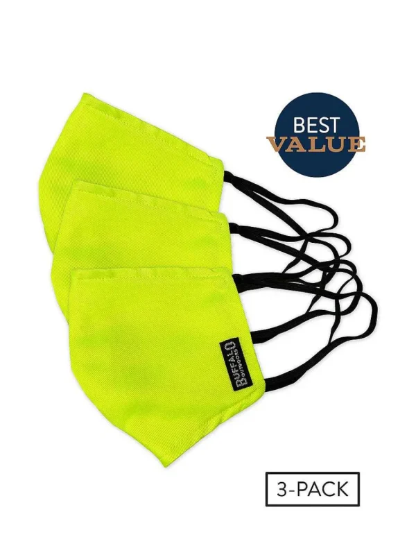 Buffalo Outdoors Face Covers^® Workwear Washable Face Cover 3-Pack-Hi Vis Yellow