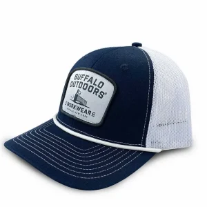 Buffalo Outdoors Trucker Hats^® Workwear Grain Elevator Patch Trucker Hat-Navy/White