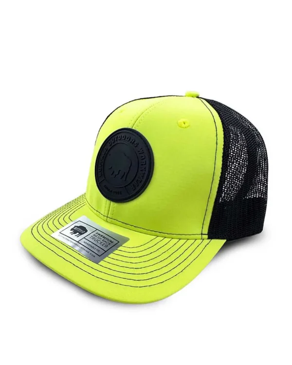 Buffalo Outdoors Trucker Hats^® Workwear Hi Vis Black Circle Patch Hat-Yellow