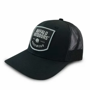 Buffalo Outdoors Trucker Hats^® Workwear Woven Color Patch Trucker Hat-Black