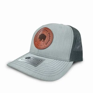 Buffalo Outdoors Trucker Hats^® Workwear Circle Patch Trucker Hat- Heather Grey/Grey