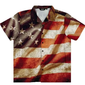 Buffalo Outdoors Button Down Shirts^® Workwear Men's Button Down All-Over Print Camp Shirts -Stars N' Stripes