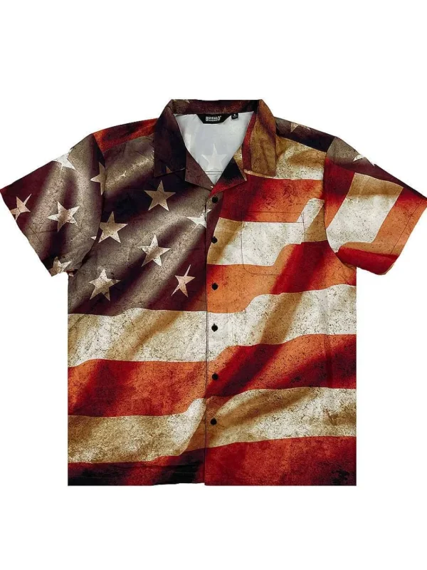 Buffalo Outdoors Button Down Shirts^® Workwear Men's Button Down All-Over Print Camp Shirts -Stars N' Stripes