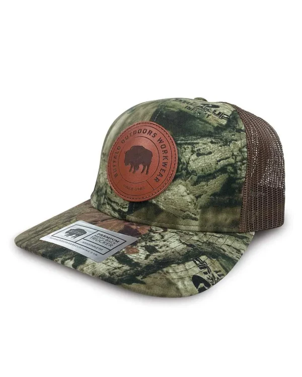 Buffalo Outdoors Trucker Hats^® Workwear Circle Patch Trucker Hat- Camo/Brown