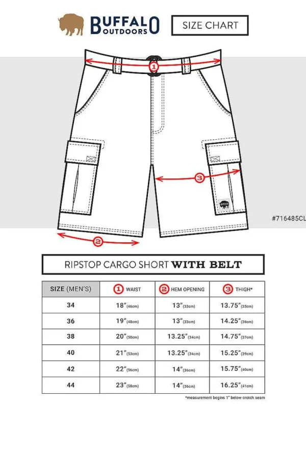 Buffalo Outdoors Men's Shorts^® Workwear Men's Ripstop Cargo Short With Belt- Charcoal