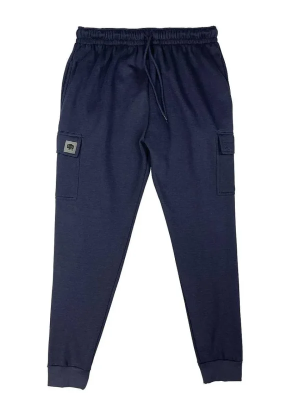 Buffalo Outdoors Pants^® Workwear Men's Fleece Cargo Joggers-Navy