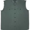 Buffalo Outdoors Roadwear^® Workwear Men's Sleeveless Biker Shirt- Green Charcoal