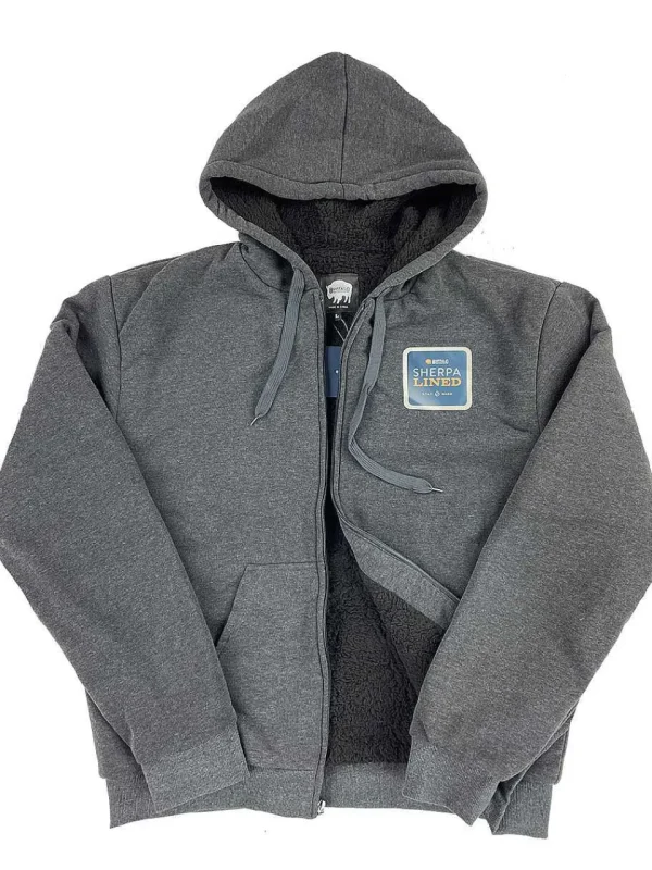 Buffalo Outdoors Hoodies & Sweatshirts For Men^® Workwear Men's Sherpa Lined Hooded Sweatshirt-Charcoal