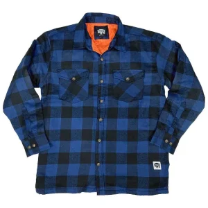 Buffalo Outdoors Hoodies & Sweatshirts For Men^® Workwear Men's Orange Lined Flannel Shirt Jacket- Royal Blue