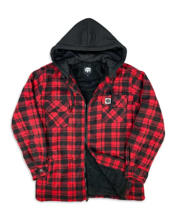 Buffalo Outdoors Hoodies & Sweatshirts For Men^® Workwear Sherpa Lined Hooded Fleece-Red Plaid