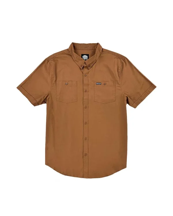 Buffalo Outdoors Button Down Shirts^® Workwear Short Sleeve Button Down Twill Work Shirt-Chestnut Brown