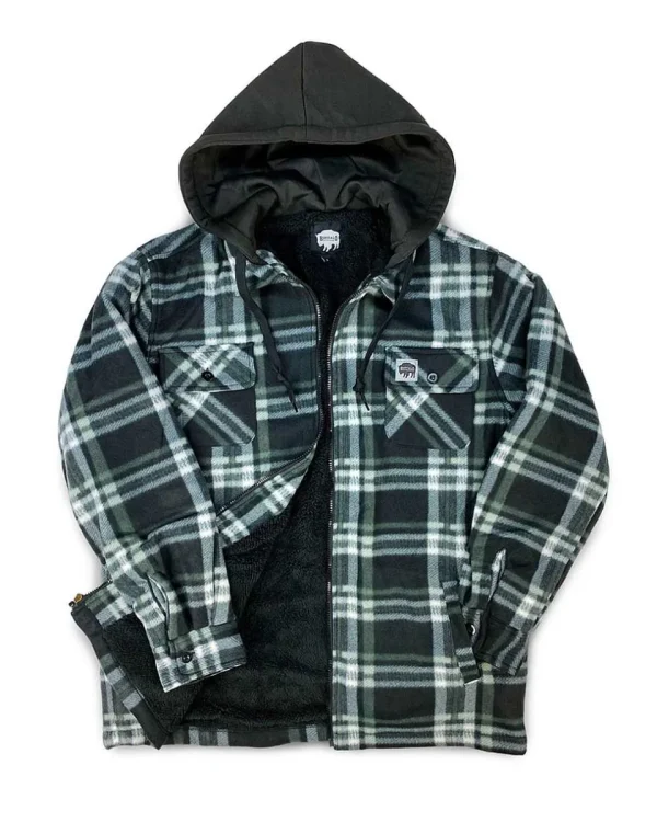 Buffalo Outdoors Hoodies & Sweatshirts For Men^® Workwear Sherpa Lined Hooded Fleece-Charcoal Plaid