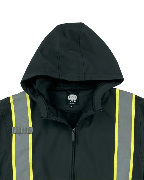 Buffalo Outdoors Men's Jackets^® Workwear Black Reflective Safety Softshell