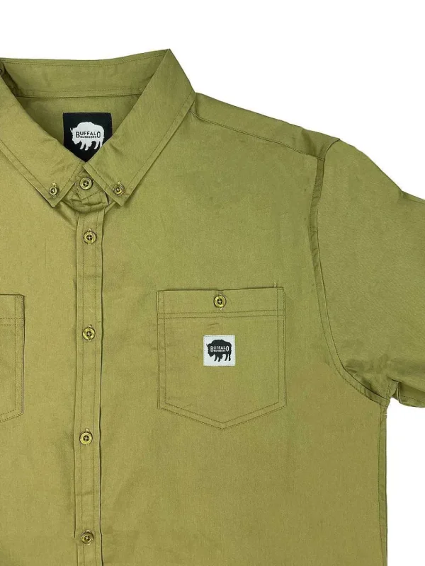 Buffalo Outdoors Button Down Shirts^® Workwear Short Sleeve Button Down Twill Work Shirt-Olive Green