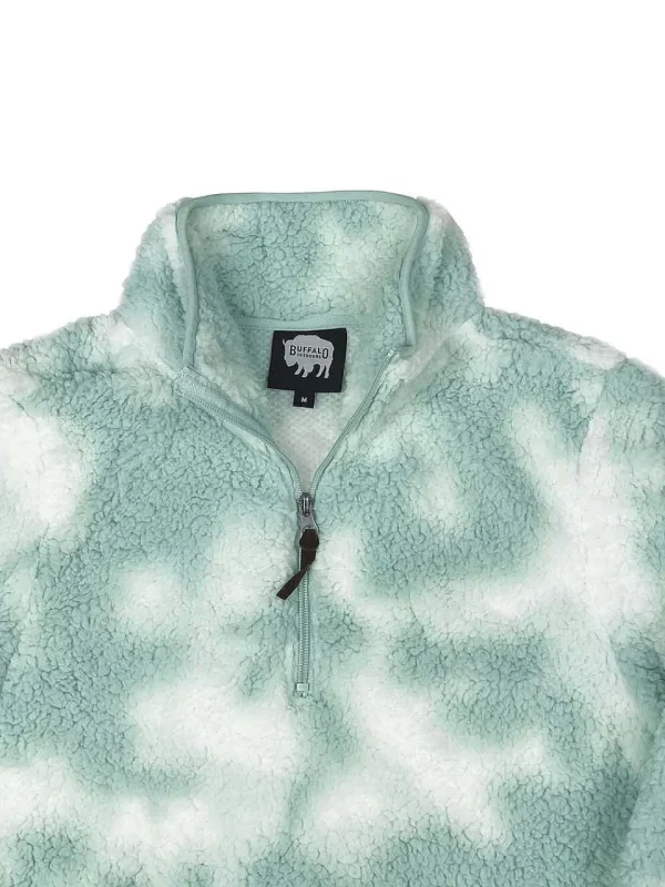 Buffalo Outdoors Tops^® Workwear Women's 1/4 Zip Tie-Dye Sherpa-Hazy Blue