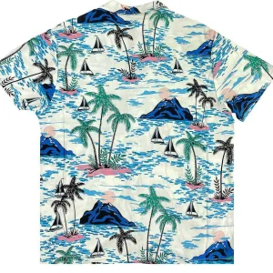 Buffalo Outdoors Button Down Shirts^® Workwear Men's Button Down All-Over Print Camp Shirts-Blue Hawaii