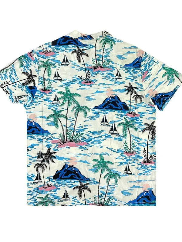 Buffalo Outdoors Button Down Shirts^® Workwear Men's Button Down All-Over Print Camp Shirts-Blue Hawaii