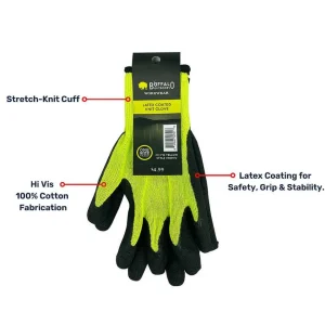 Buffalo Outdoors Gloves^® Workwear Hi Vis Latex Coated Knit Gloves