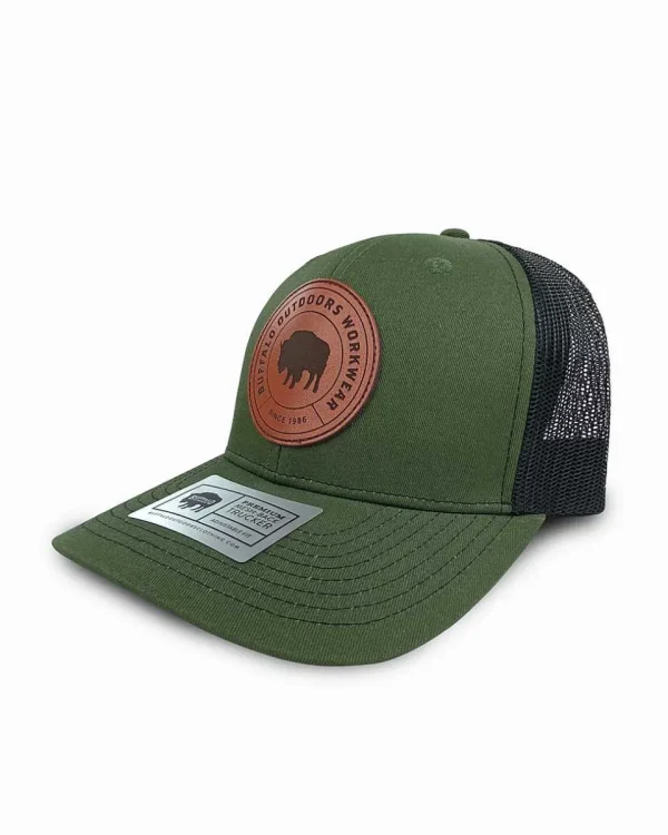 Buffalo Outdoors Trucker Hats^® Workwear Circle Patch Trucker Hat- Green/Black