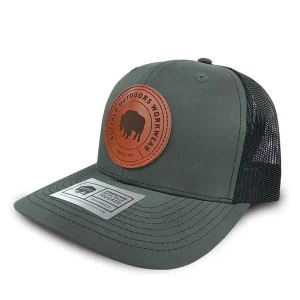 Buffalo Outdoors Trucker Hats^® Workwear Circle Patch Trucker Hat- Charcoal/Black