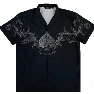 Buffalo Outdoors Button Down Shirts^® Workwear Men's Button Down All-Over Print Camp Shirts-Ace Of Spades