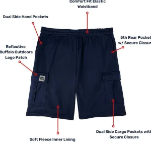 Buffalo Outdoors Men's Shorts^® Workwear Fleece Lined All-Season Shorts-Navy Blue