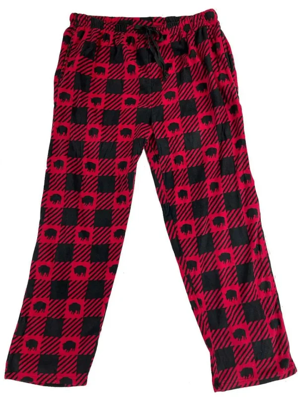 Buffalo Outdoors Pants^® Workwear Plush Sleep Pants-Red/Black Buffalo Silhouettes