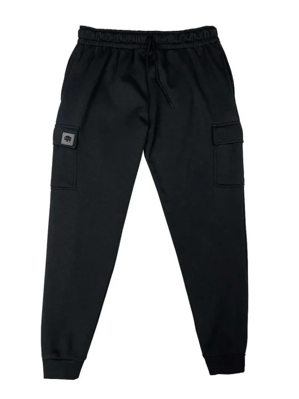 Buffalo Outdoors Pants^® Workwear Men's Fleece Cargo Joggers-Black