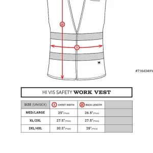 Buffalo Outdoors Vests^® Workwear Class 2 Hi Vis Reflective Safety Work Vest-Yellow