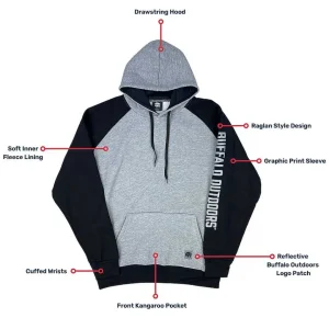 Buffalo Outdoors Hoodies & Sweatshirts For Men^® Workwear Raglan Hooded Sweatshirt With Sleeve Logo