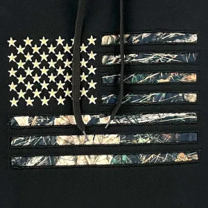 Buffalo Outdoors Hoodies & Sweatshirts For Men^® Workwear American Flag Hooded Sweatshirt-Black/Camo