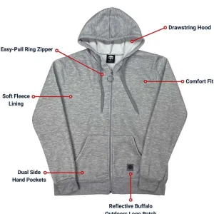 Buffalo Outdoors Tops^® Workwear Women's Hooded Sweatshirt-Heather Grey