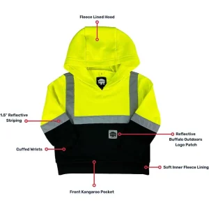 Buffalo Outdoors Hoodies^® Workwear Kid's Hi Vis Reflective Safety Hoodie