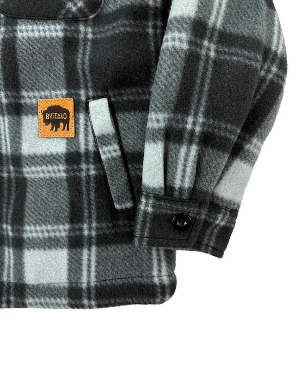 Buffalo Outdoors Hoodies^® Workwear Kid's Sherpa Lined Fleece-Grey/Black Plaid