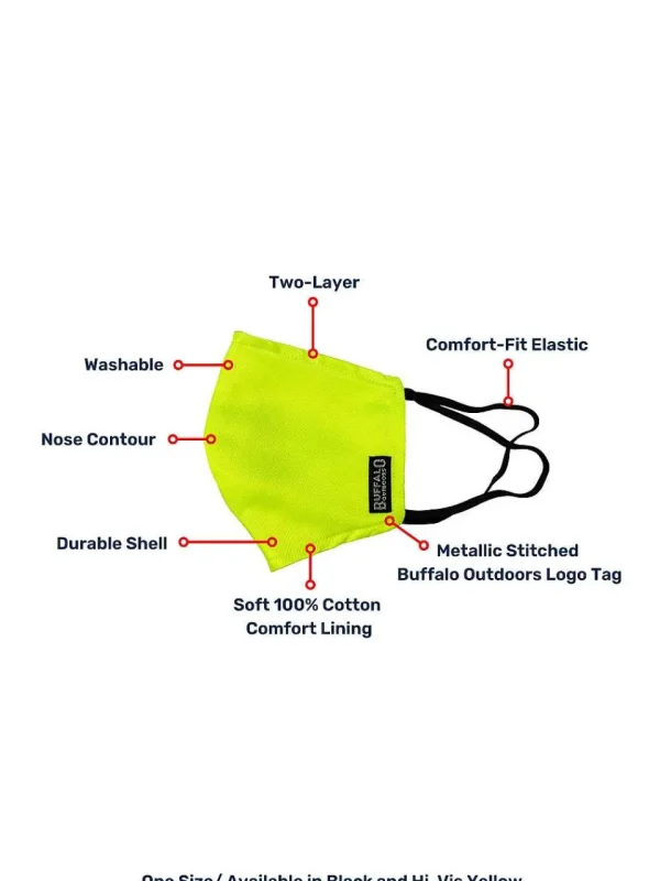 Buffalo Outdoors Face Covers^® Workwear Washable Face Cover-Hi-Vis Yellow