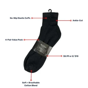 Buffalo Outdoors Socks^® Workwear Men's Ankle Work Socks 4-Pack-Black