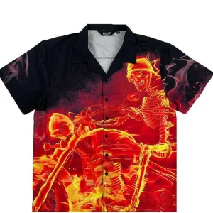 Buffalo Outdoors Button Down Shirts^® Workwear Men's Button Down All-Over Print Camp Shirts-Hell Rider