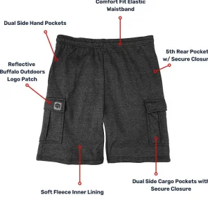 Buffalo Outdoors Men's Shorts^® Workwear Fleece Lined All-Season Shorts-Charcoal